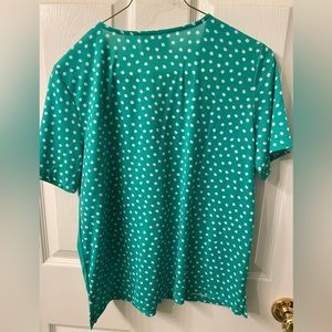 Alfred Dunner Petite Small green and white polka dot shirt